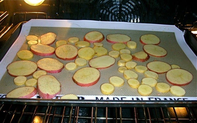Roasting potatoes on Silpat sheet