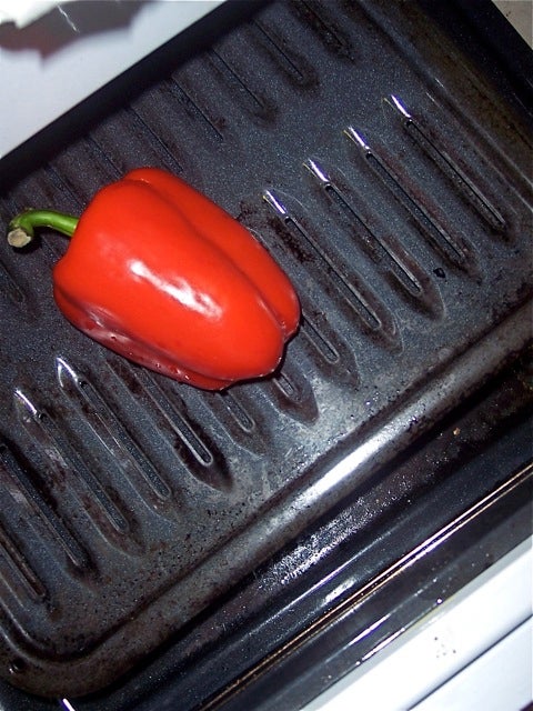 Pepper on broiler pan